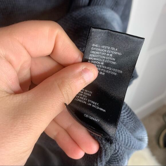 Anthro Maeve Navy Blue Tie Dye Waffle Knit Cowl Neck Thermal Top Size XS - Picture 6 of 7